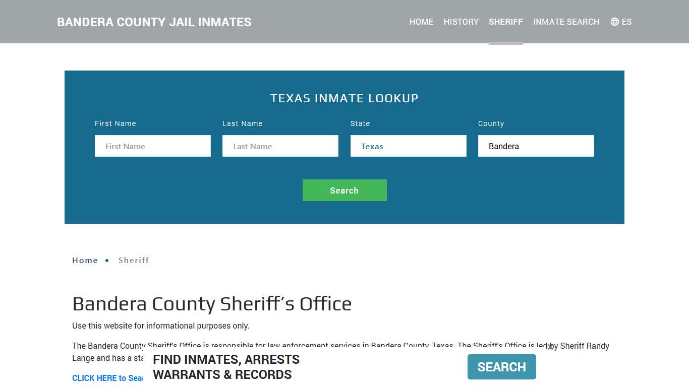 Bandera County Sheriff, TX Arrest Warrant Lookup
